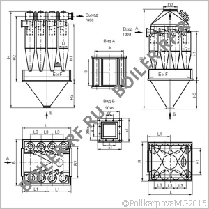 Чертеж циклона ЦН-15-500-8УП