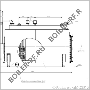 Чертеж дизельного парогенератора 700 кг/ч вид сбоку